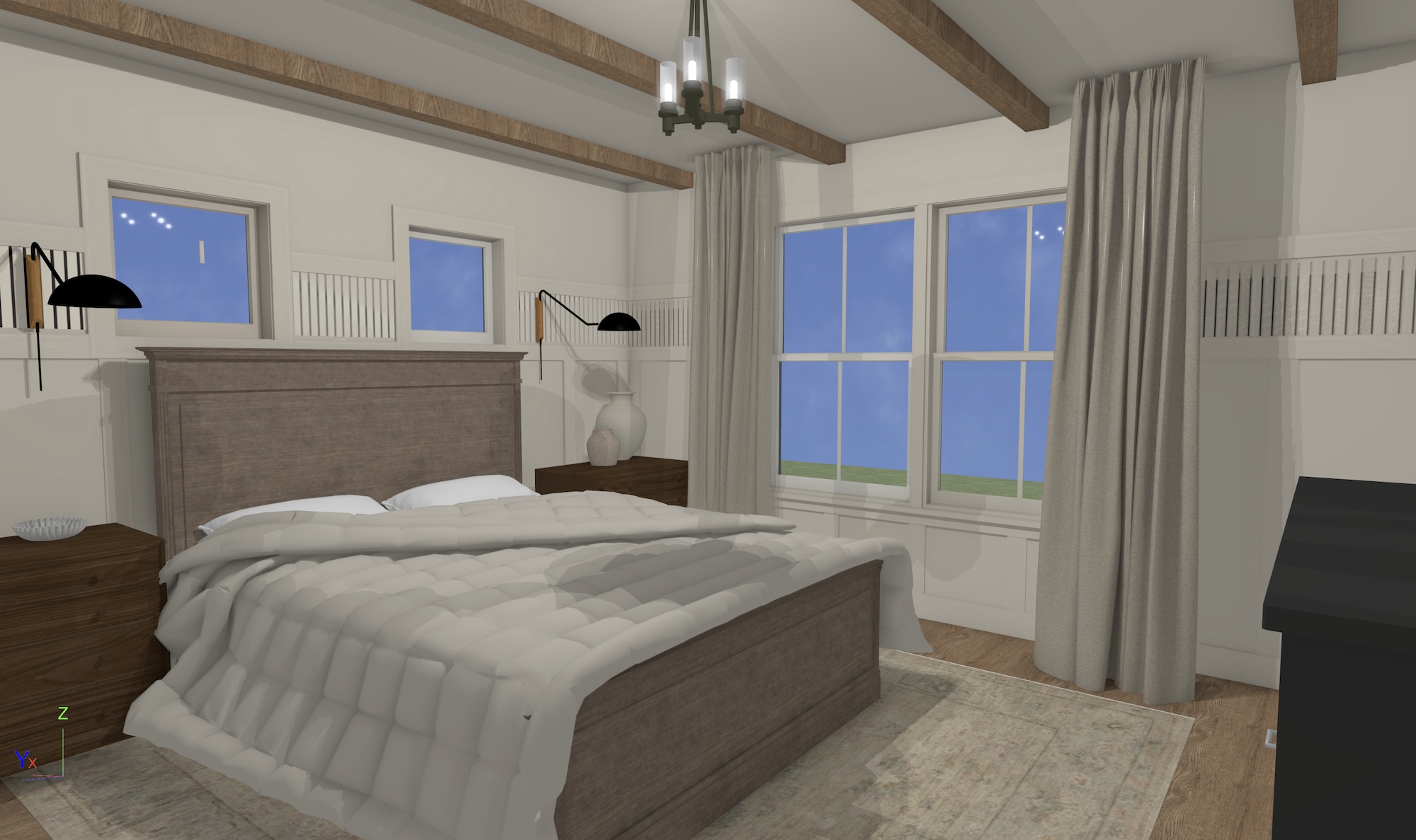 bedroom interior design rendering lineage design build