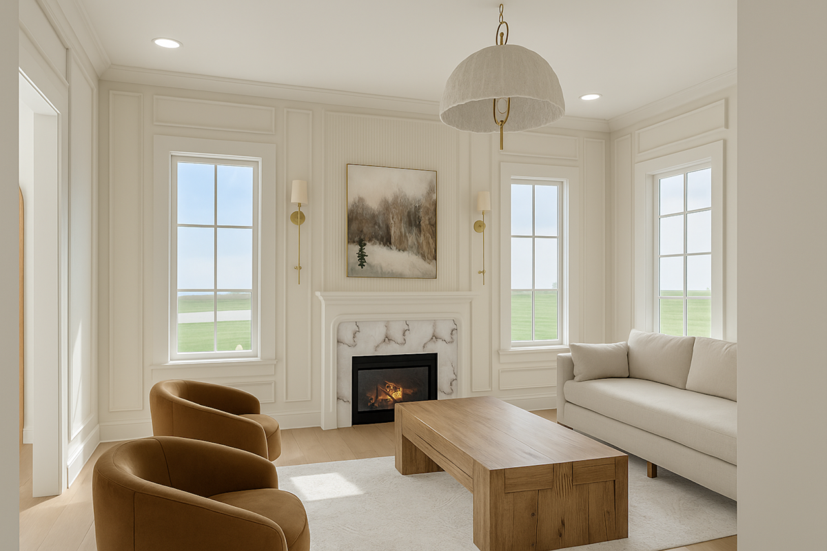 Timeless home design in a West Michigan living room by Lineage Design Build
